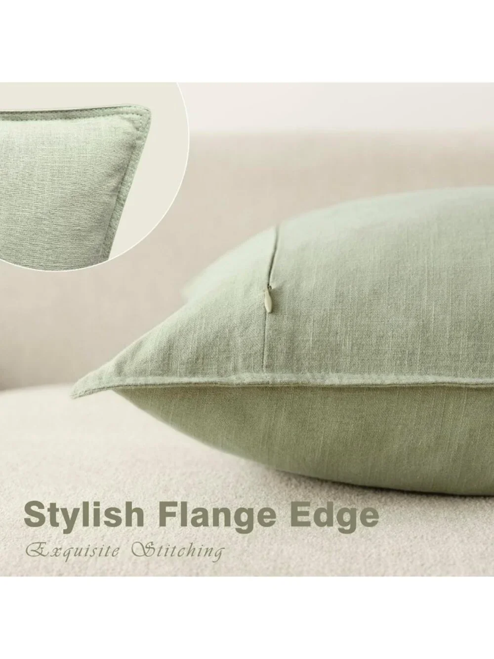Set of 2 Soft Linen Throw Pillow Covers - Boho Farmhouse Accent Cushions 24